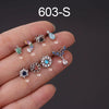 Metal Zircon Geometric Style Stainless Steel Screw Ball Ear Nail Piercing Earrings For Women With Electroplating