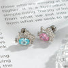 Metal Zirconia Eggshaped Animal Cat Head Earrings For Women Fashion Style