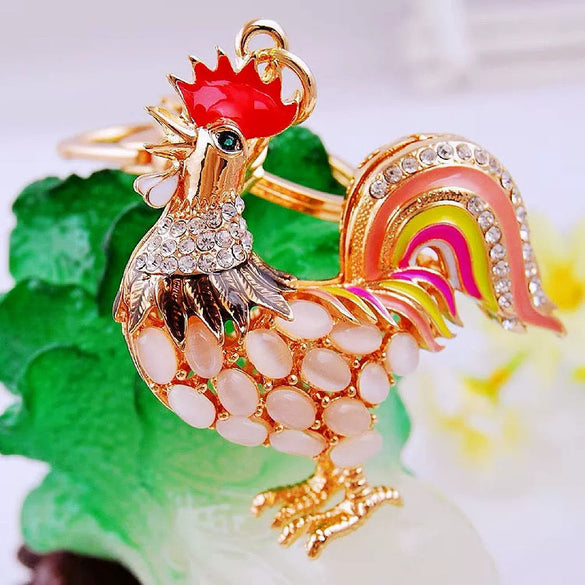 Metal Zodiac Chicken Creative Women's Car And Bag Keychain Pendant