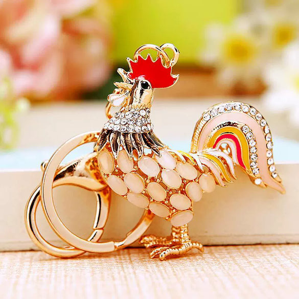 Metal Zodiac Chicken Creative Women's Car And Bag Keychain Pendant