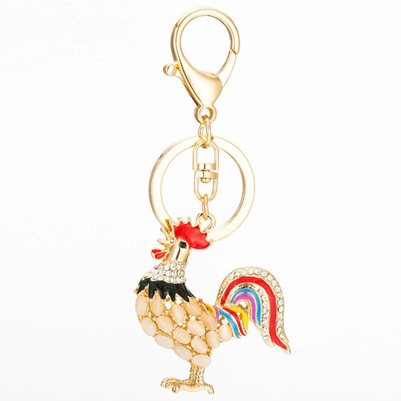 Metal Zodiac Chicken Creative Women's Car And Bag Keychain Pendant