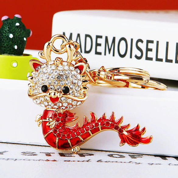 Metal Zodiac Dragon Car Keychain And Bag Pendant