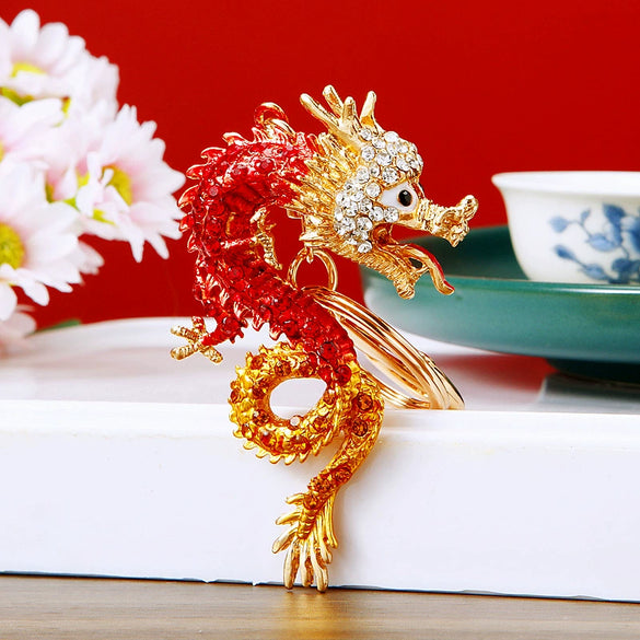 Metal Zodiac Dragon Car Keychain And Bag Pendant