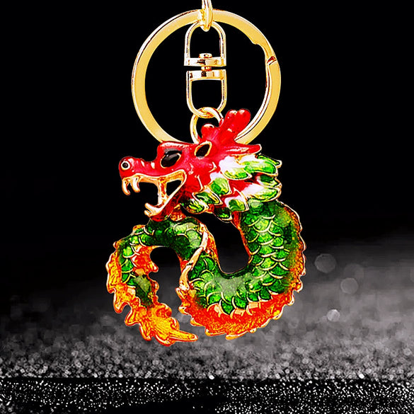 Metal Zodiac Dragon Car Keychain And Bag Pendant