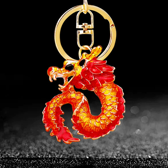 Metal Zodiac Dragon Car Keychain And Bag Pendant