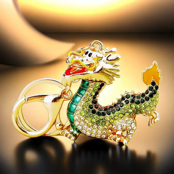 Metal Zodiac Dragon Car Keychain And Bag Pendant