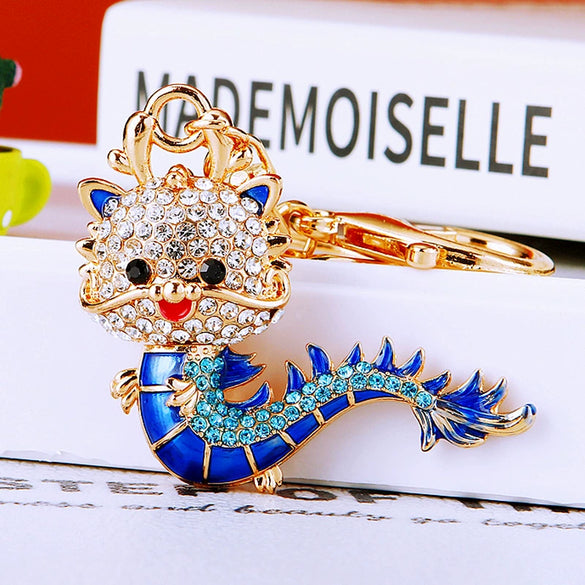 Metal Zodiac Dragon Car Keychain And Bag Pendant
