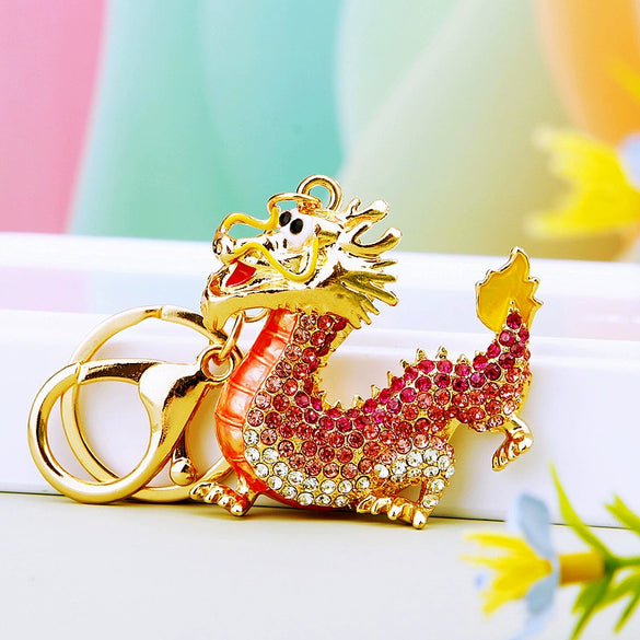Metal Zodiac Dragon Car Keychain And Bag Pendant