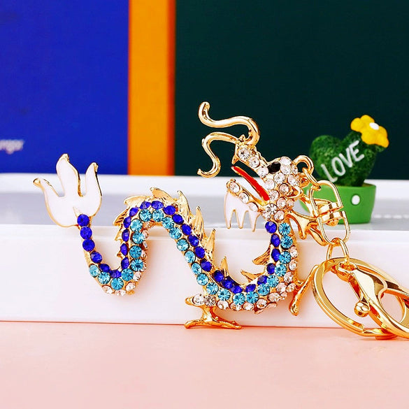 Metal Zodiac Dragon Car Keychain And Bag Pendant