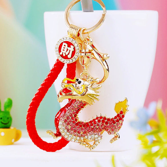 Metal Zodiac Dragon Car Keychain And Bag Pendant