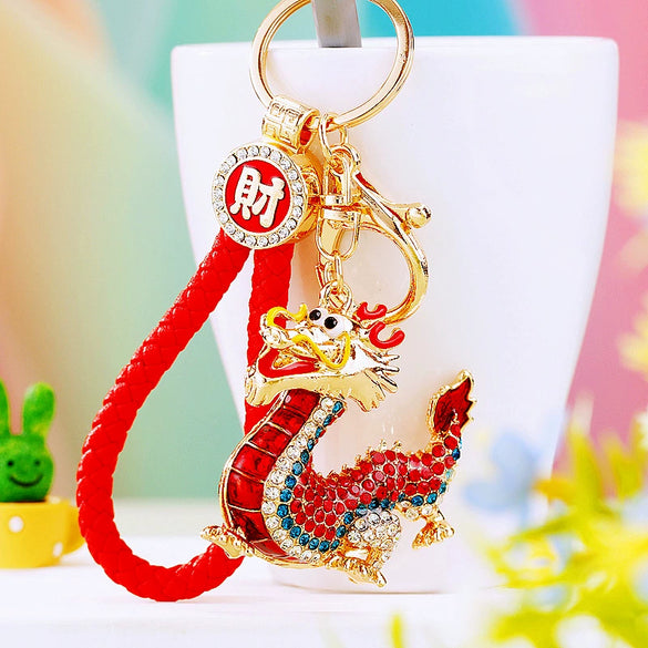 Metal Zodiac Dragon Car Keychain And Bag Pendant
