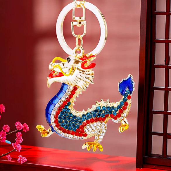 Metal Zodiac Dragon Car Keychain And Bag Pendant