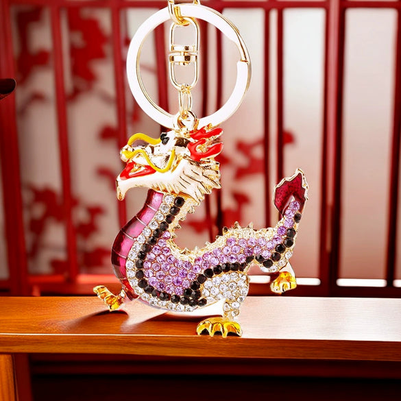 Metal Zodiac Dragon Car Keychain And Bag Pendant