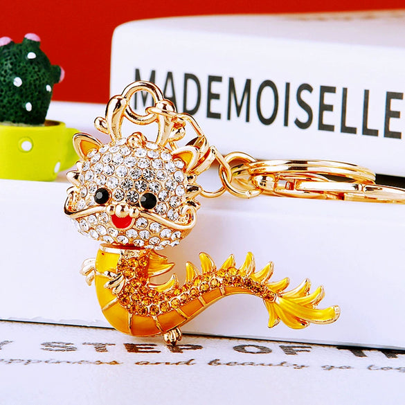 Metal Zodiac Dragon Car Keychain And Bag Pendant