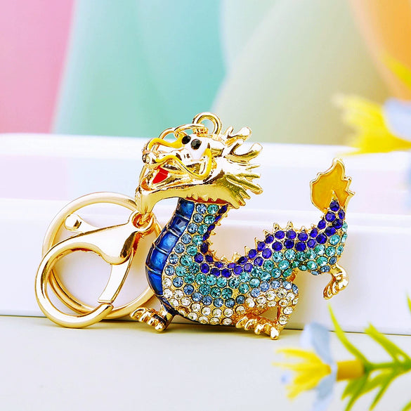 Metal Zodiac Dragon Car Keychain And Bag Pendant