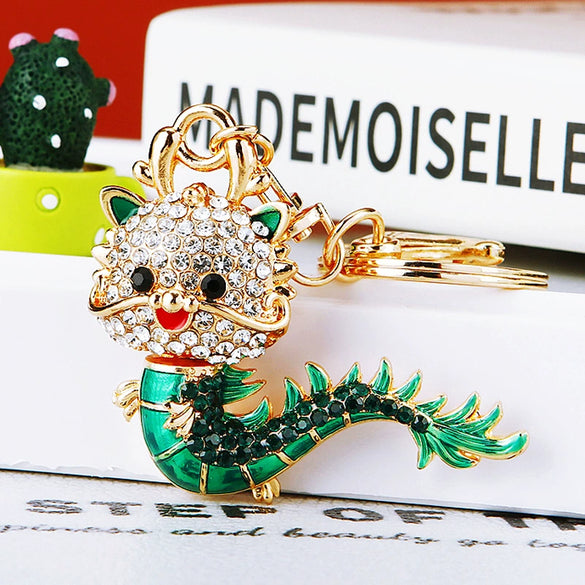 Metal Zodiac Dragon Car Keychain And Bag Pendant