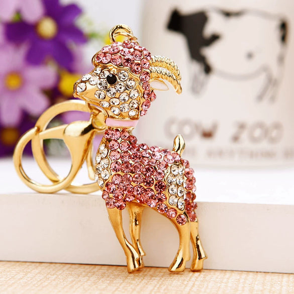 Metal Zodiac Little Goat Diamondencrusted Keychain For Men And Women As Bag Pendant