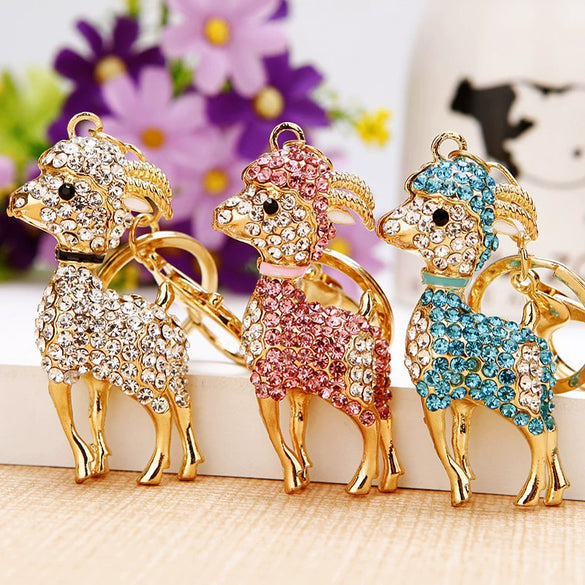 Metal Zodiac Little Goat Diamondencrusted Keychain For Men And Women As Bag Pendant