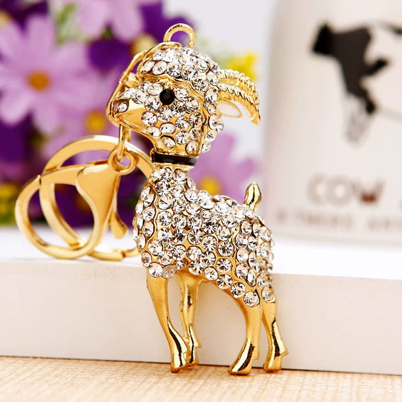 Metal Zodiac Little Goat Diamondencrusted Keychain For Men And Women As Bag Pendant