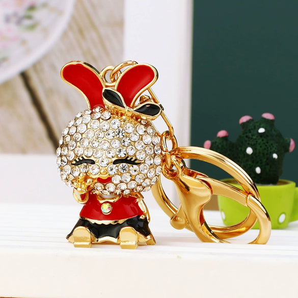 Metal Zodiac Rabbit Keychain Pendant For Women Diamondencrusted Key Chain Accessories