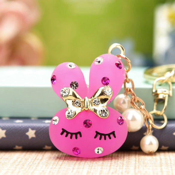 Metal Zodiac Rabbit Keychain Pendant For Women Diamondencrusted Key Chain Accessories