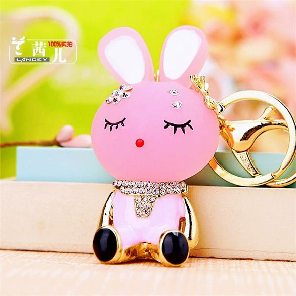Metal Zodiac Rabbit Keychain Pendant For Women Diamondencrusted Key Chain Accessories