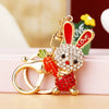 Metal Zodiac Rabbit Keychain Pendant For Women Diamondencrusted Key Chain Accessories