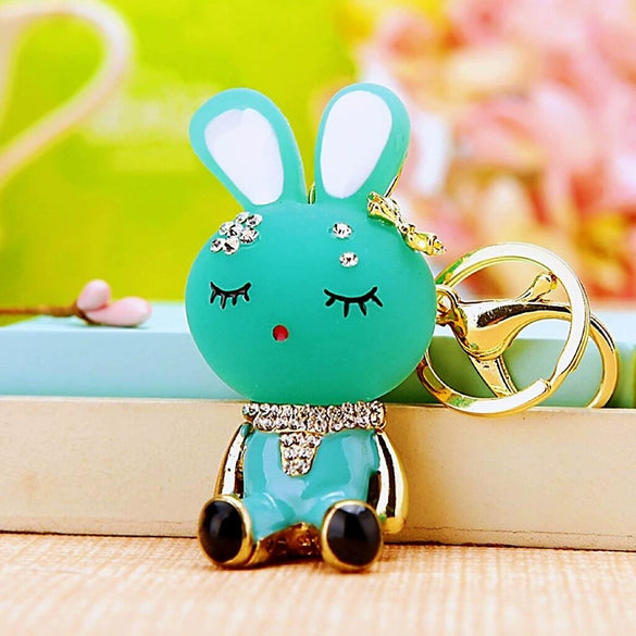 Metal Zodiac Rabbit Keychain Pendant For Women Diamondencrusted Key Chain Accessories