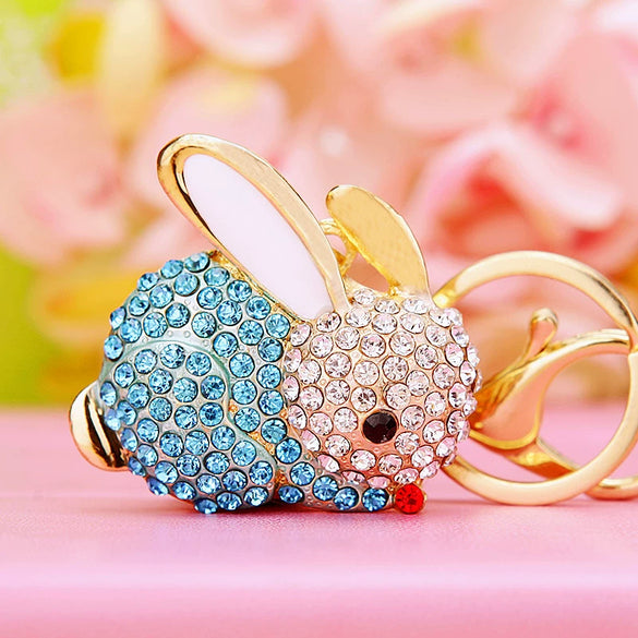 Metal Zodiac Rabbit Keychain Pendant For Women Diamondencrusted Key Chain Accessories