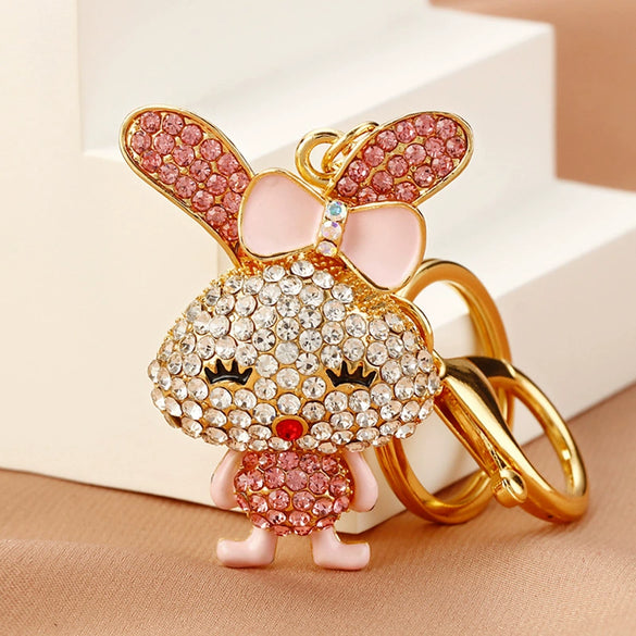 Metal Zodiac Rabbit Keychain Pendant For Women Diamondencrusted Key Chain Accessories