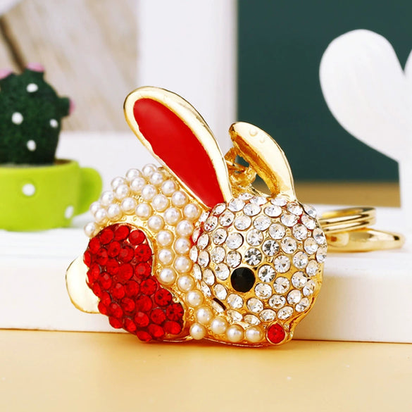 Metal Zodiac Rabbit Keychain Pendant For Women Diamondencrusted Key Chain Accessories