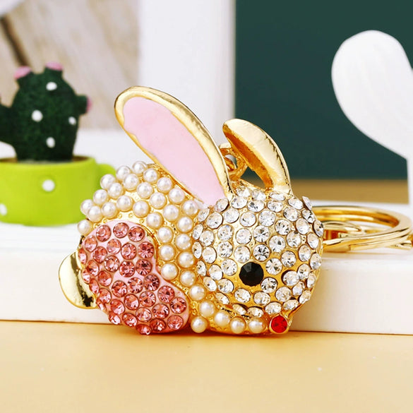 Metal Zodiac Rabbit Keychain Pendant For Women Diamondencrusted Key Chain Accessories