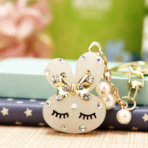 Metal Zodiac Rabbit Keychain Pendant For Women Diamondencrusted Key Chain Accessories