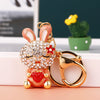 Metal Zodiac Rabbit Keychain Pendant For Women Diamondencrusted Key Chain Accessories