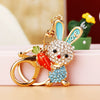 Metal Zodiac Rabbit Keychain Pendant For Women Diamondencrusted Key Chain Accessories