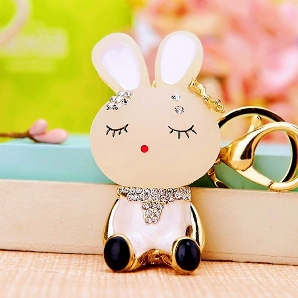 Metal Zodiac Rabbit Keychain Pendant For Women Diamondencrusted Key Chain Accessories