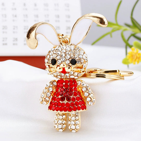 Metal Zodiac Rabbit Keychain Pendant For Women Diamondencrusted Key Chain Accessories