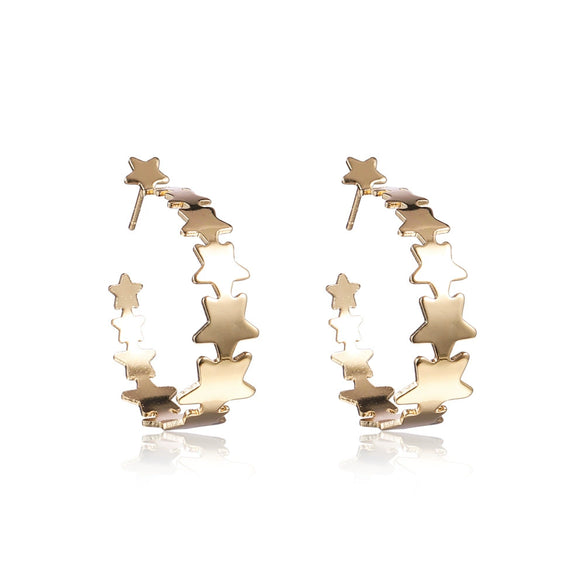 Metallic Geometric Butterfly Tassel Circle Earrings Gold Plated