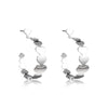 Metallic Geometric Butterfly Tassel Circle Earrings Gold Plated