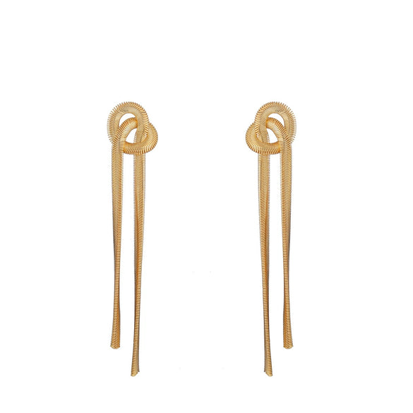 Metallic Geometric Butterfly Tassel Circle Earrings Gold Plated