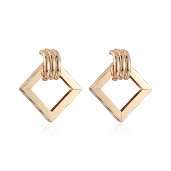 Metallic Geometric Butterfly Tassel Circle Earrings Gold Plated