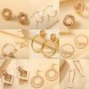 Metallic Geometric Butterfly Tassel Circle Earrings Gold Plated
