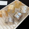 Metallic Geometric Irregular Wave Texture Open Bracelet For Women With Electroplating