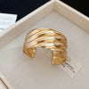 Metallic Geometric Irregular Wave Texture Open Bracelet For Women With Electroplating