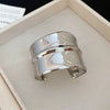 Metallic Geometric Irregular Wave Texture Open Bracelet For Women With Electroplating