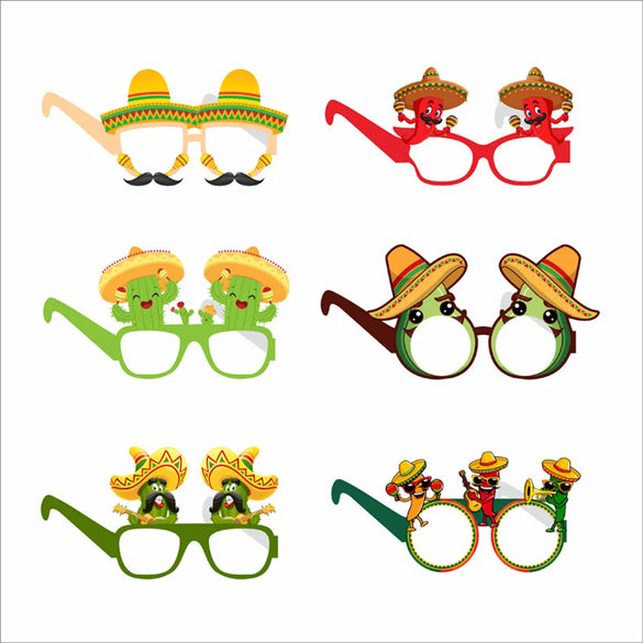 Mexican Carnival Cartoon Style Glasses Paper Holiday Party Photography Props