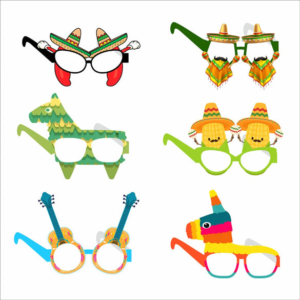 Mexican Carnival Cartoon Style Glasses Paper Holiday Party Photography Props