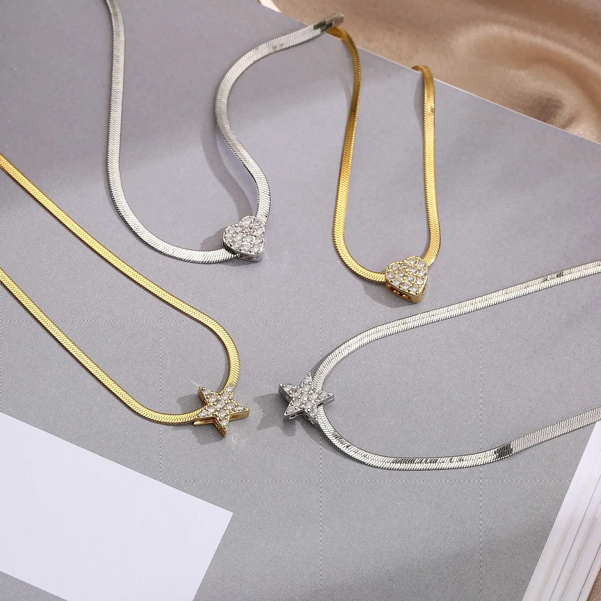 Fashion Heart Stainless Steel Copper Plating Necklace