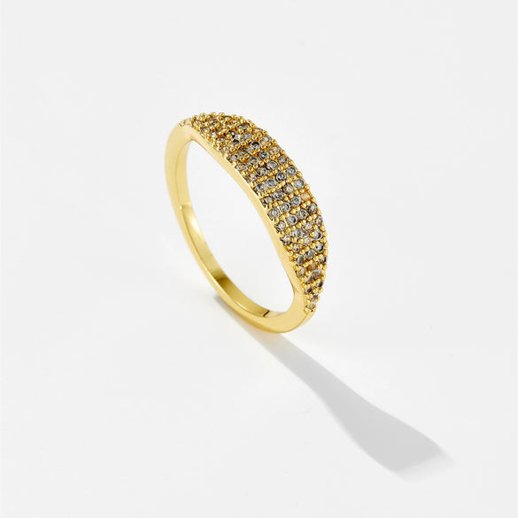 Microinlaid Zircon Copper Ring With Geometric Design And Electroplating Treatment Fashionable Simple Allmatch Highend Niche Light Luxury Stacked Ring For Women
