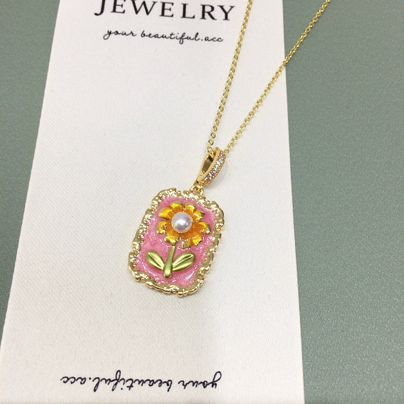 Middle Ancient Oil Painting Style Natural Freshwater Pearl Pendant Earrings